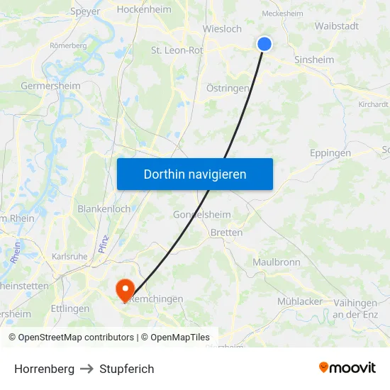 Horrenberg to Stupferich map