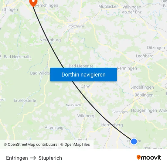 Entringen to Stupferich map