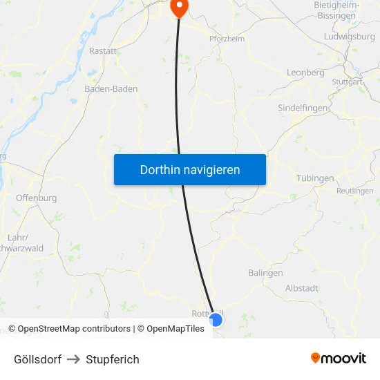 Göllsdorf to Stupferich map