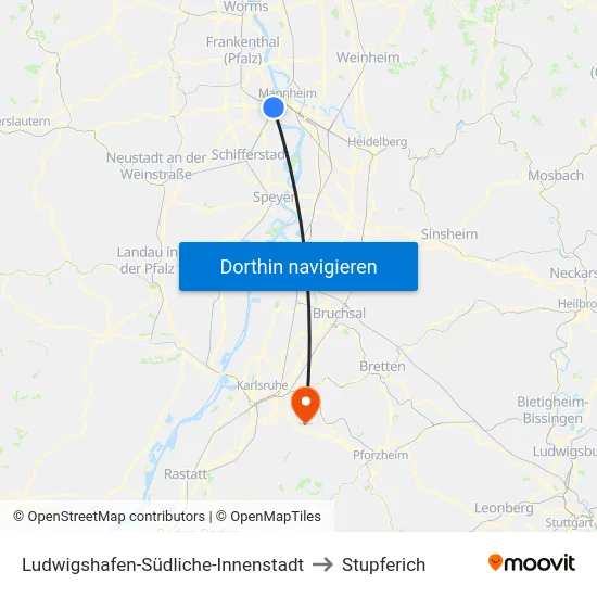 Ludwigshafen-Südliche-Innenstadt to Stupferich map