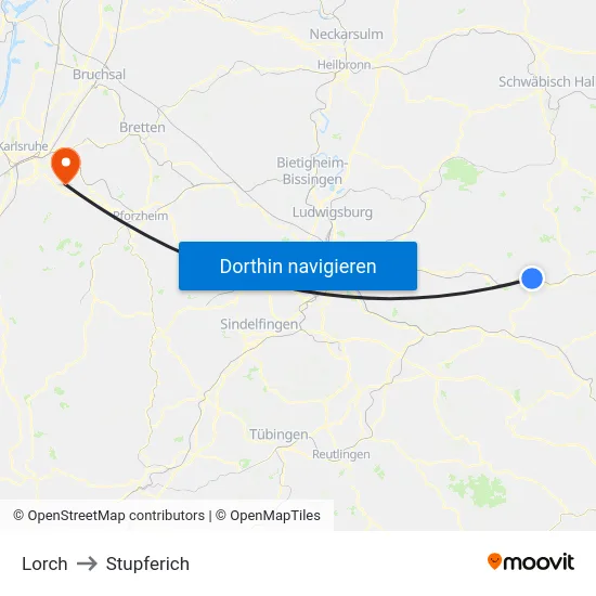 Lorch to Stupferich map