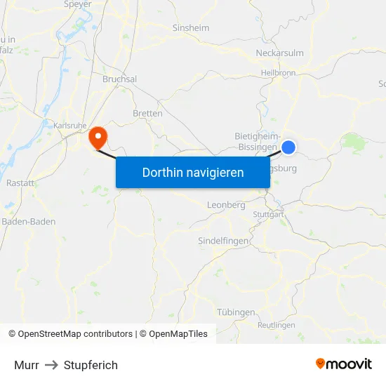 Murr to Stupferich map