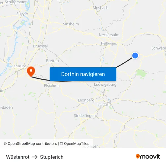 Wüstenrot to Stupferich map