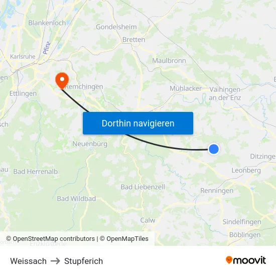 Weissach to Stupferich map