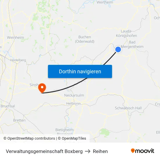 Verwaltungsgemeinschaft Boxberg to Reihen map