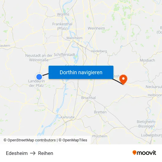 Edesheim to Reihen map