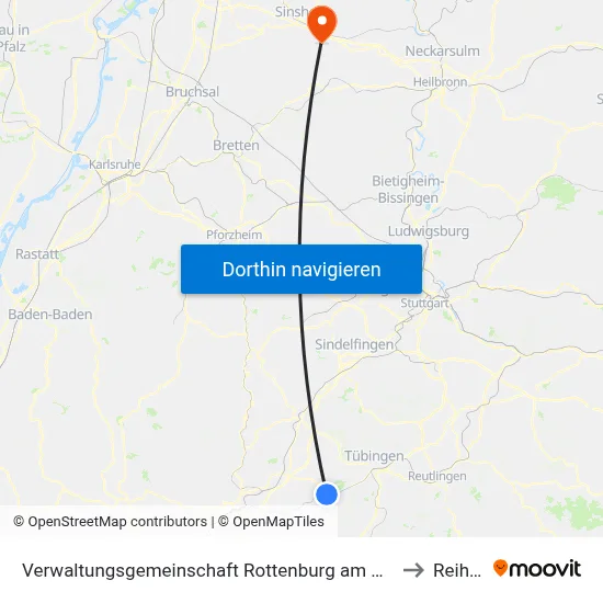 Verwaltungsgemeinschaft Rottenburg am Neckar to Reihen map