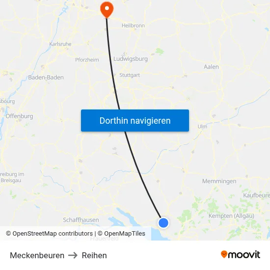 Meckenbeuren to Reihen map