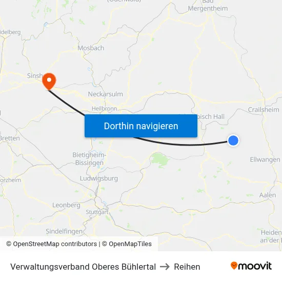 Verwaltungsverband Oberes Bühlertal to Reihen map