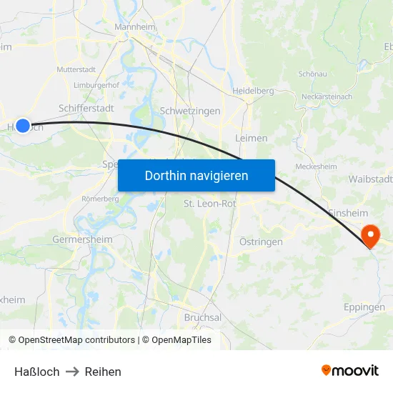 Haßloch to Reihen map