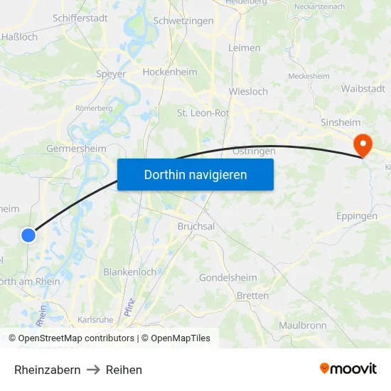 Rheinzabern to Reihen map