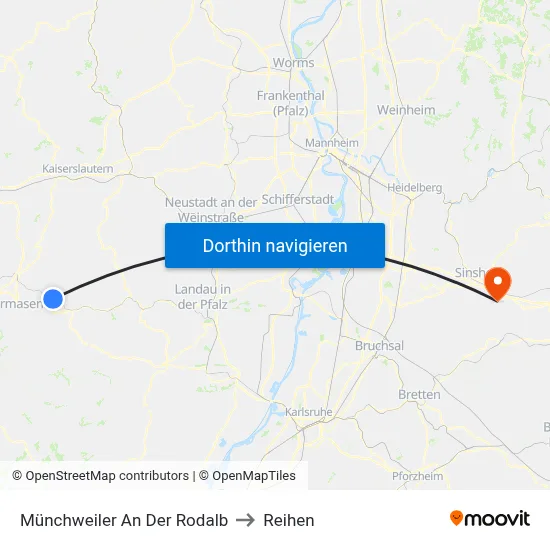 Münchweiler An Der Rodalb to Reihen map
