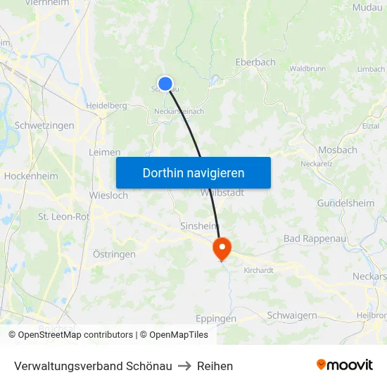 Verwaltungsverband Schönau to Reihen map