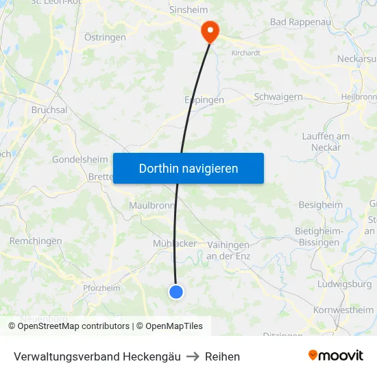 Verwaltungsverband Heckengäu to Reihen map