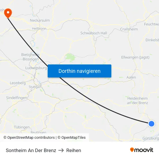 Sontheim An Der Brenz to Reihen map