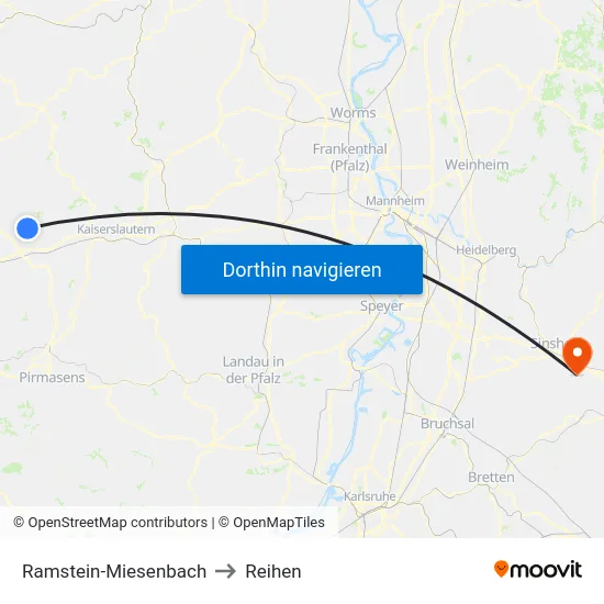 Ramstein-Miesenbach to Reihen map