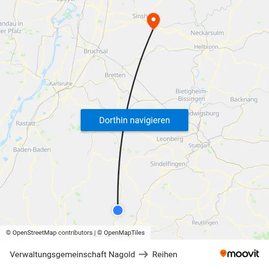 Verwaltungsgemeinschaft Nagold to Reihen map