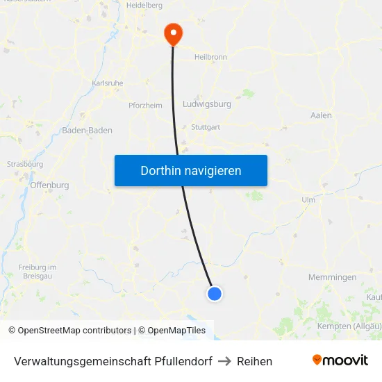 Verwaltungsgemeinschaft Pfullendorf to Reihen map