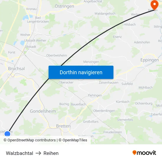 Walzbachtal to Reihen map