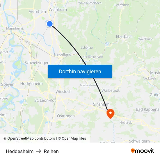 Heddesheim to Reihen map