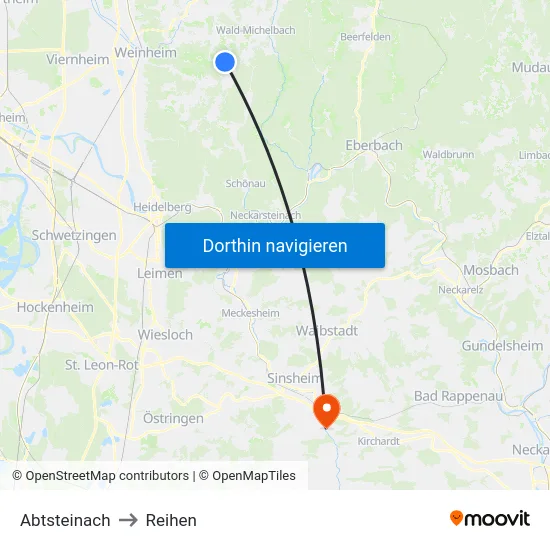 Abtsteinach to Reihen map