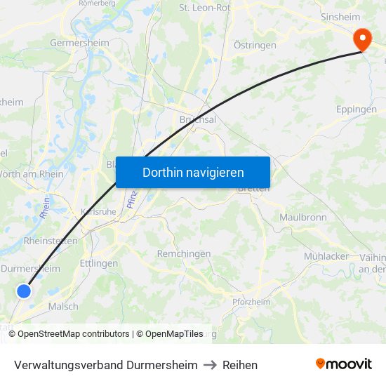 Verwaltungsverband Durmersheim to Reihen map