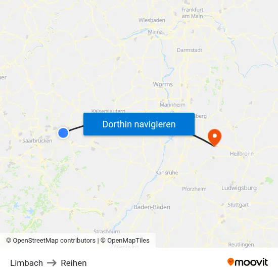 Limbach to Reihen map