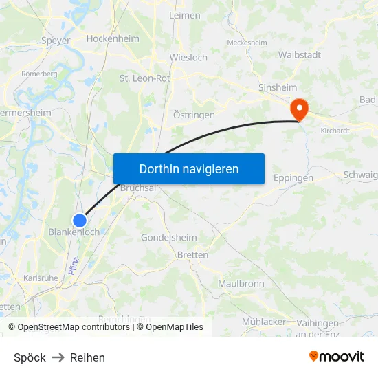 Spöck to Reihen map