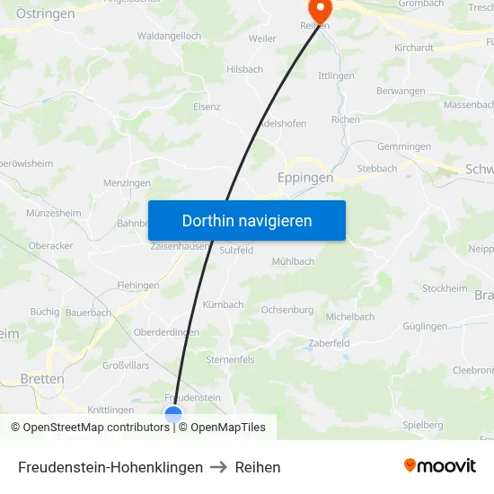 Freudenstein-Hohenklingen to Reihen map