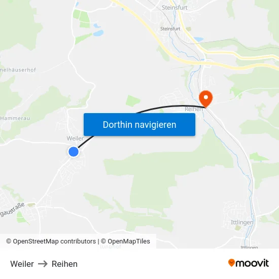 Weiler to Reihen map