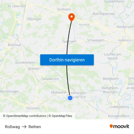 Roßwag to Reihen map