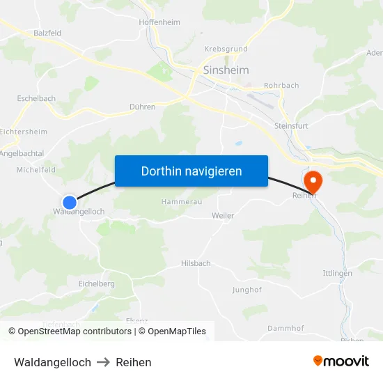 Waldangelloch to Reihen map