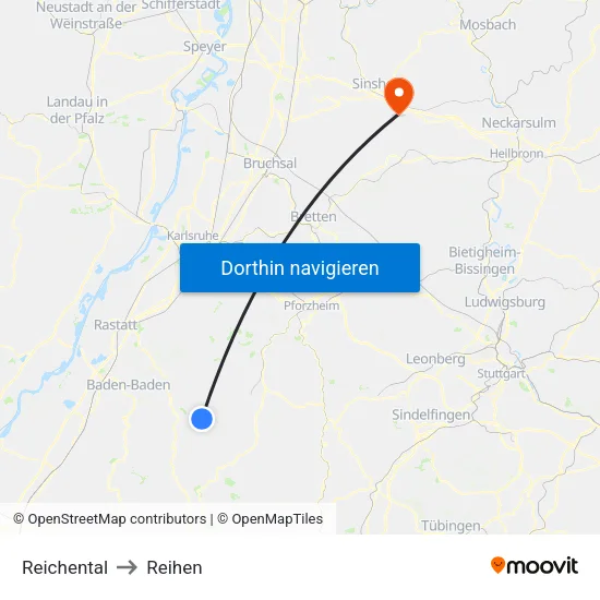 Reichental to Reihen map