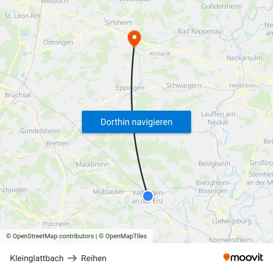 Kleinglattbach to Reihen map