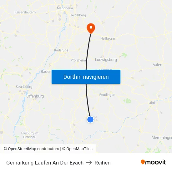 Gemarkung Laufen An Der Eyach to Reihen map