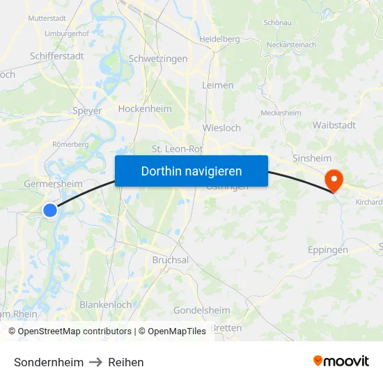Sondernheim to Reihen map