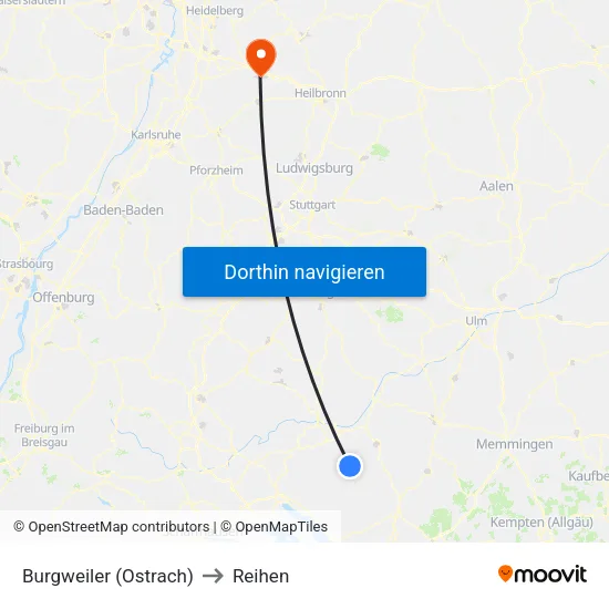 Burgweiler (Ostrach) to Reihen map