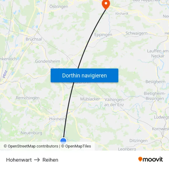 Hohenwart to Reihen map