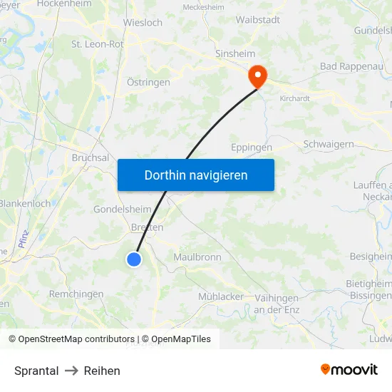 Sprantal to Reihen map