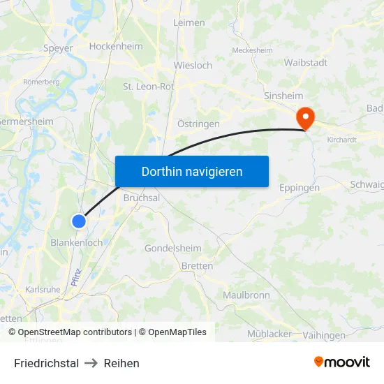 Friedrichstal to Reihen map