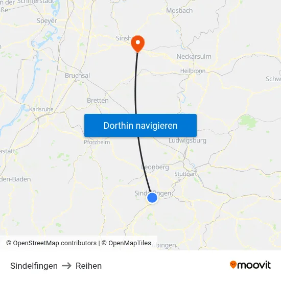 Sindelfingen to Reihen map