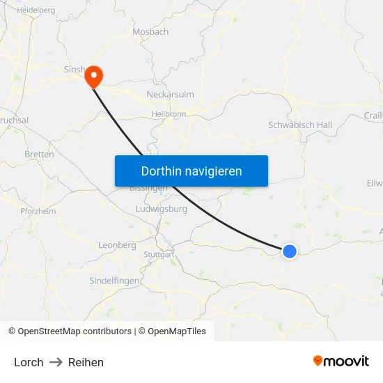 Lorch to Reihen map