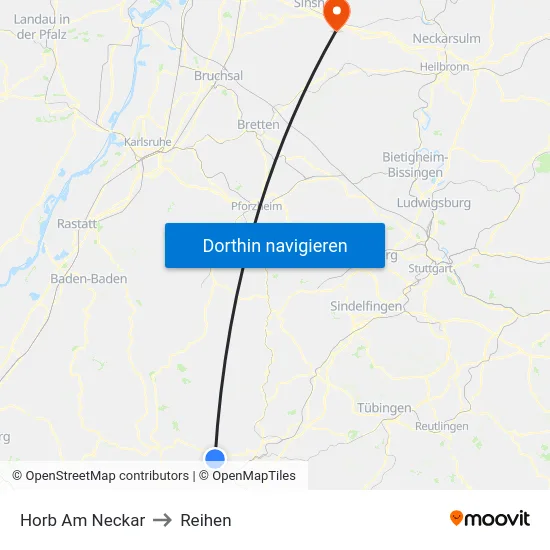Horb Am Neckar to Reihen map