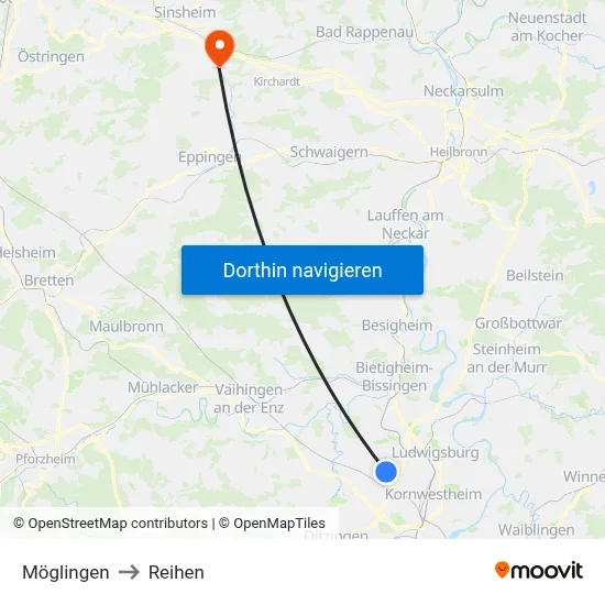 Möglingen to Reihen map