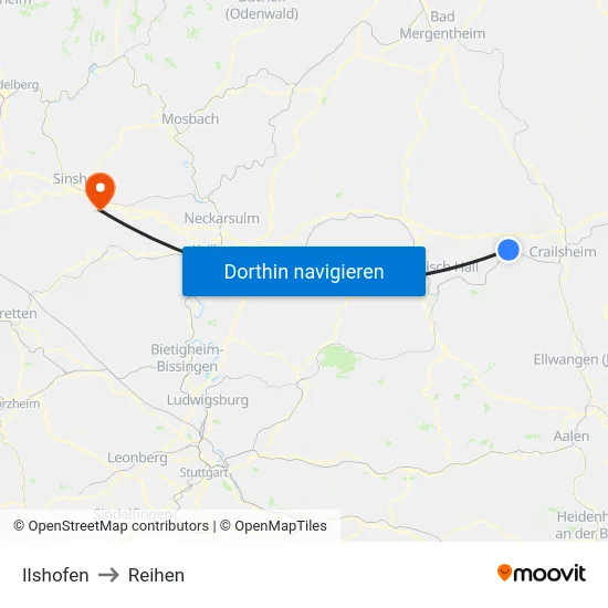 Ilshofen to Reihen map