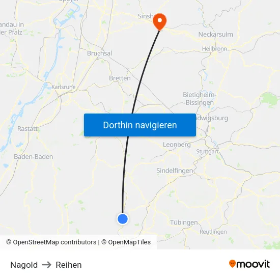 Nagold to Reihen map