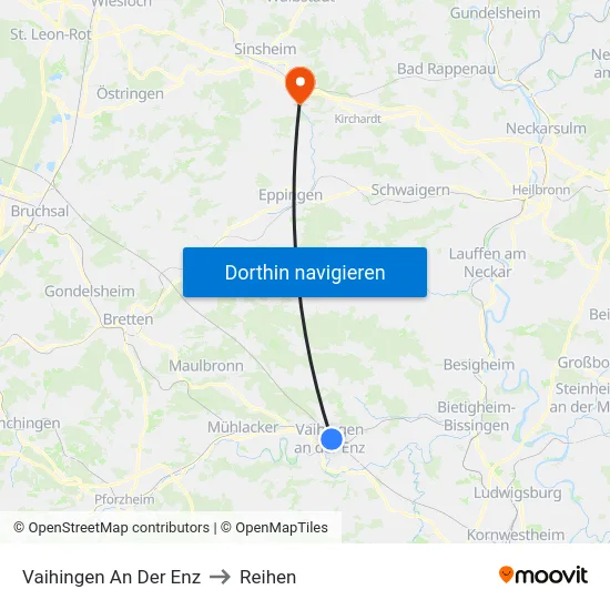 Vaihingen An Der Enz to Reihen map