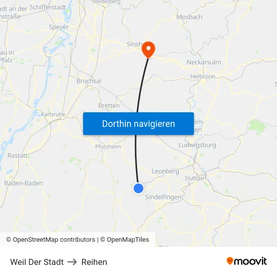Weil Der Stadt to Reihen map