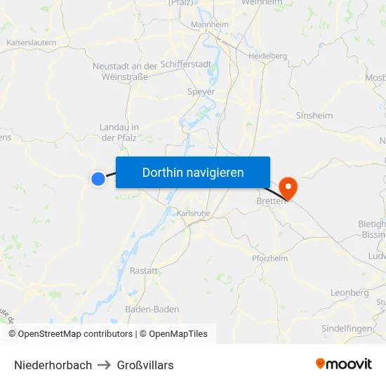 Niederhorbach to Großvillars map