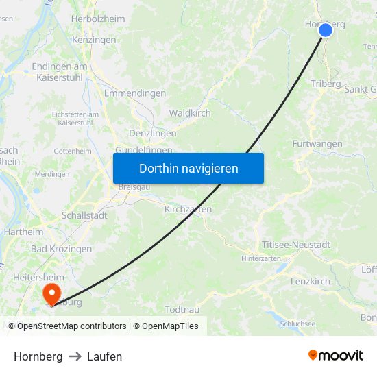 Hornberg to Laufen map